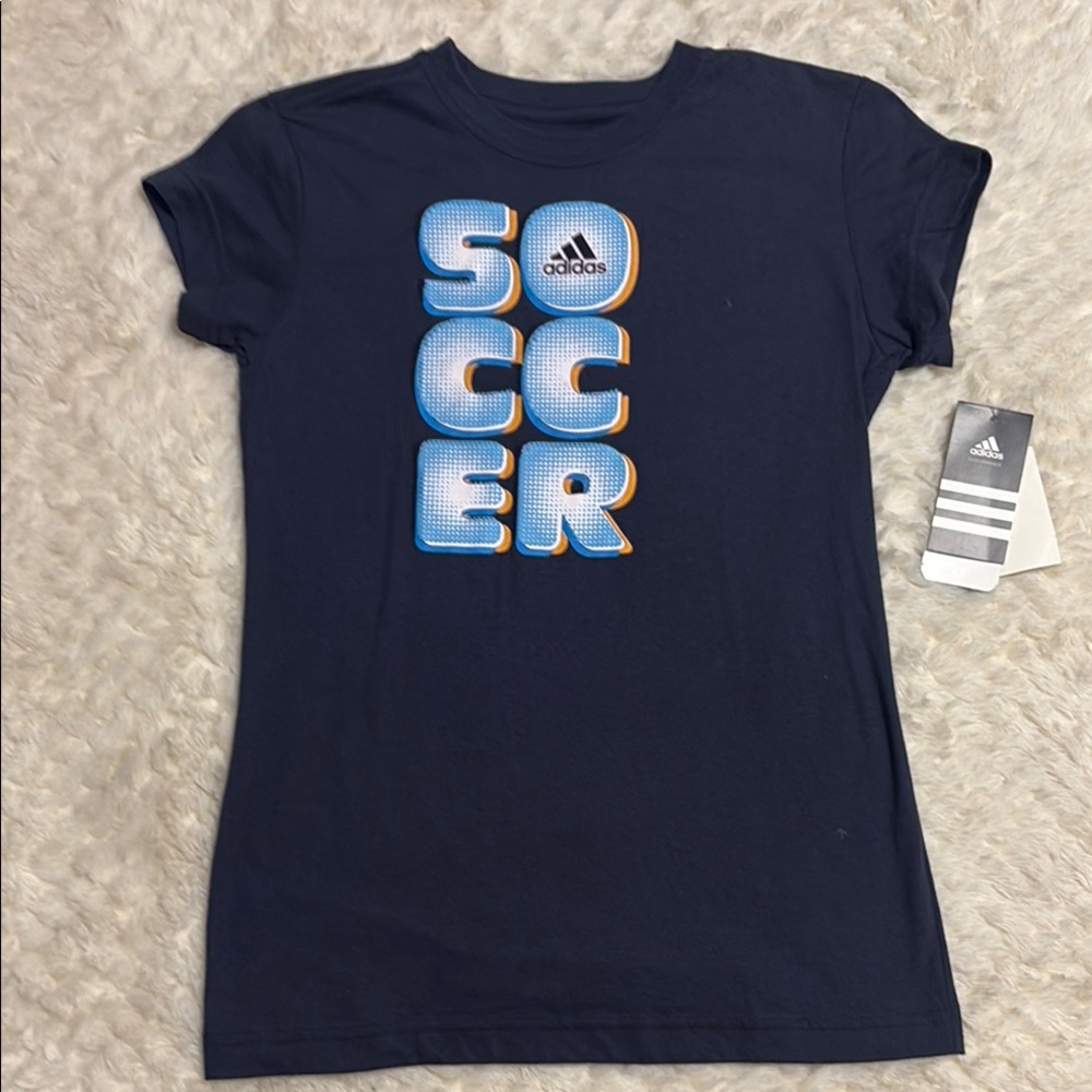 Adidas Blue Soccer Tee Short Sleeve - Youth girls XL
